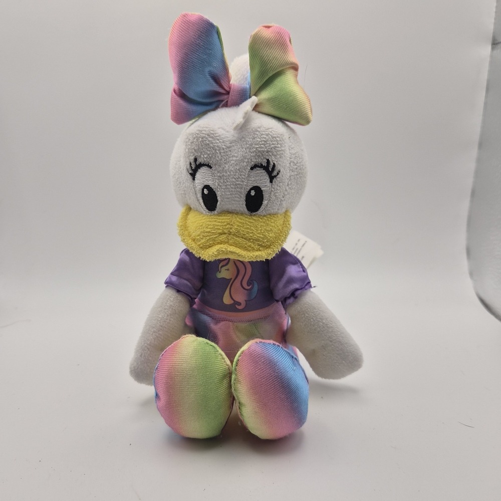 Disney Daisy Duck Plush Rainbow Unicorn Outfit 10" Stuffed Animal Just Play
